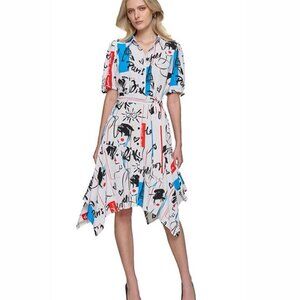 Karl Lagerfeld White Graphic Mini Dress